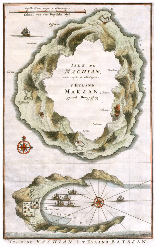 Moluccas Makjan + Batsjan 1750 Schley